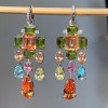 23ctw Multicolor Sapphire Statement Chandelier Earrings