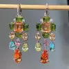 23ctw Multicolor Sapphire Statement Chandelier Earrings