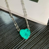 20ct Heart Cut Emerald Double Chain Necklace