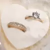 2ct Round Cut Under Halo 2pcs Bridal Set in Gold