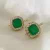 11.2ctw Halo Cushion Cut Emerald Drop Earrings