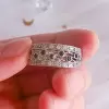 Handmade Hollow Carved Black & White Sapphire Women's Band