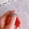 Handmade Hollow Carved Black & White Sapphire Women's Band