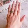 Handmade Hollow Carved Black & White Sapphire Women's Band
