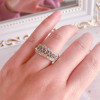 Handmade Hollow Carved Black & White Sapphire Women's Band