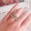 Handmade Hollow Carved Black & White Sapphire Women's Band