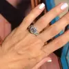 Handmade 1.5 Ct Halo Round Cut Engagement Ring With Round Cut Eternity Ring