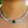 6.8ct Cushion Cut Emerald Two-Row Statement Necklace