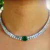 6.8ct Cushion Cut Emerald Two-Row Statement Necklace