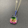 8ctw Cushion Cut Bicolor Tourmaline Pendant Necklace