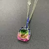8ctw Cushion Cut Bicolor Tourmaline Pendant Necklace