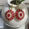 Nature Inspired 25ctw Oval Cut Ruby Statement Flower Earrings
