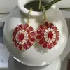 Nature Inspired 25ctw Oval Cut Ruby Statement Flower Earrings