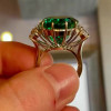 5.8ct Oval Cut Emerald Three-Stone Engagement Ring