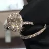 3ct Oval Cut White Sapphire 2pcs Bridal Set