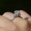 Handmade Round Cut Flower Design Sterling Silver Engagement Ring