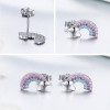 Handmade Rainbow S925 Sterling Silver Stud Earrings