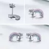 Handmade Rainbow S925 Sterling Silver Stud Earrings