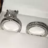 4ct Cushion Cut White Sapphire 2pcs Bridal Set