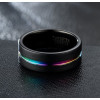 8mm Black Tungsten with 7-Coloful Fashion Men's Ring Band