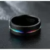 8mm Black Tungsten with 7-Coloful Fashion Men's Ring Band