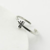 925 Sterling Silver Handmade Bead Cross Adjustable Ring