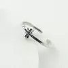 925 Sterling Silver Handmade Bead Cross Adjustable Ring