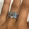 4ct Radiant Cut White Sapphire 3pcs Bridal Set