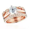 Handmade Rose Gold Color 1 Ct Brilliant Cut Ring Set