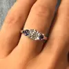 1ct Three-Stone Round Cut White Sapphire Engagement Ring
