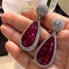 15ctw Vintage Cushion Cut Ruby Invisible Setting Earrings