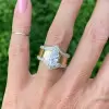 4.5ctw Marquise Cut White Sapphire Pave Accents Wide Band Ring