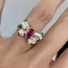 1.2ct Pear Cut Ruby Art Deco Bow Ring