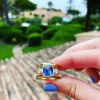 3ctw Cushion Cut Sapphire Three-Stone Ring