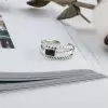 925 Sterling Silver Handmade Stacking Rope Black Sapphire Ring