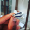 5ct Round Cut White and Blue Sapphire Vintage Wedding Band