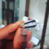 5ct Round Cut White and Blue Sapphire Vintage Wedding Band