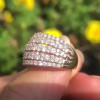 2ct Multi-Row Round Cut White Sapphire Cocktail Ring in Rose Gold