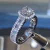 Handmade Halo Cushion Cut Sterling Silver Engagement Ring
