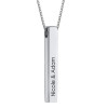 Platinum&Gold&Rose Gold Engraved 3D Bar Sterling Silver Necklace