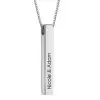 Platinum&Gold&Rose Gold Engraved 3D Bar Sterling Silver Necklace