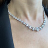 Round&Oval Cut White&Pink Sapphire Necklace