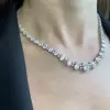 Round&Oval Cut White&Pink Sapphire Necklace