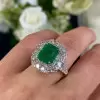 6ct Emerald Double Halo Engagement Ring