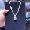 16ct Cushion Cut White Sapphire Pendant Necklace