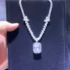 16ct Cushion Cut White Sapphire Pendant Necklace
