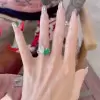 8ctw Pear Cut Emerald & White Sapphire Twin Stone Engagement Ring