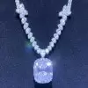16ct Cushion Cut White Sapphire Pendant Necklace
