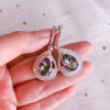 Pear Cut Halo Rainbow Topaz Drop Earrings
