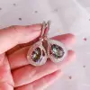 Pear Cut Halo Rainbow Topaz Drop Earrings